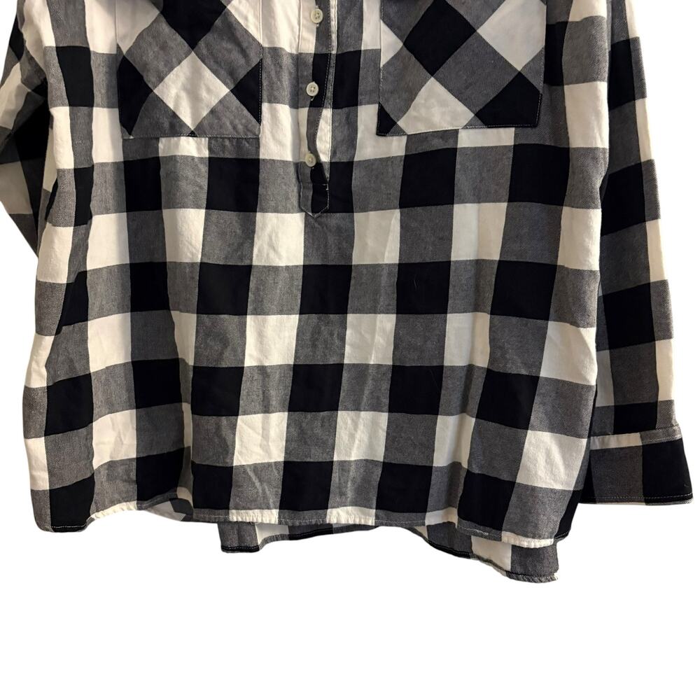 Old Navy Flannel Top Shirt Black & White Checkered Country Woman’s  XXL Cotton - Picture 2 of 8